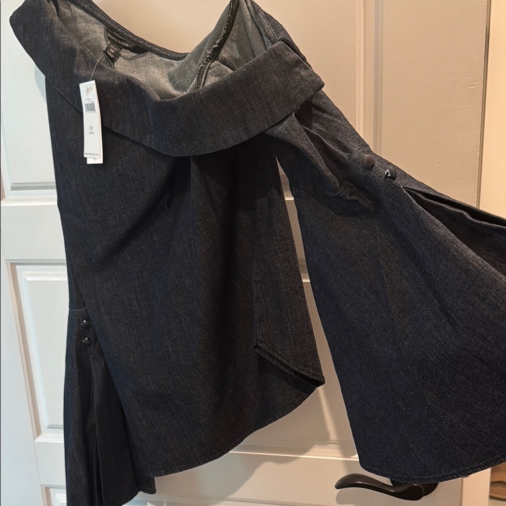 Banana Republic Premium Denim Top one shoulder with flare sleeves. Super cute